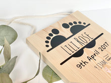 Load image into Gallery viewer, Personalised Baby Birth Wood Flag | New Baby Gifts | Wood Flag Sign | Baby Birth Gifts | Kids Gifts | Nursery Decor | Wood Sign
