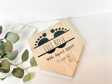 Load image into Gallery viewer, Personalised Baby Birth Wood Flag | New Baby Gifts | Wood Flag Sign | Baby Birth Gifts | Kids Gifts | Nursery Decor | Wood Sign
